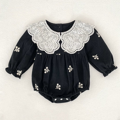 Autumn Baby Girls Floral Embroidery Pattern Long-sleeved Onesies and Dress – Princess Sister Matching Set, MyKids-USA®, Baby & Toddler Dresses, MyKids-USA - Size/Age - 66 (3-6M) - Color - Black -  -  - TR2507312303-A