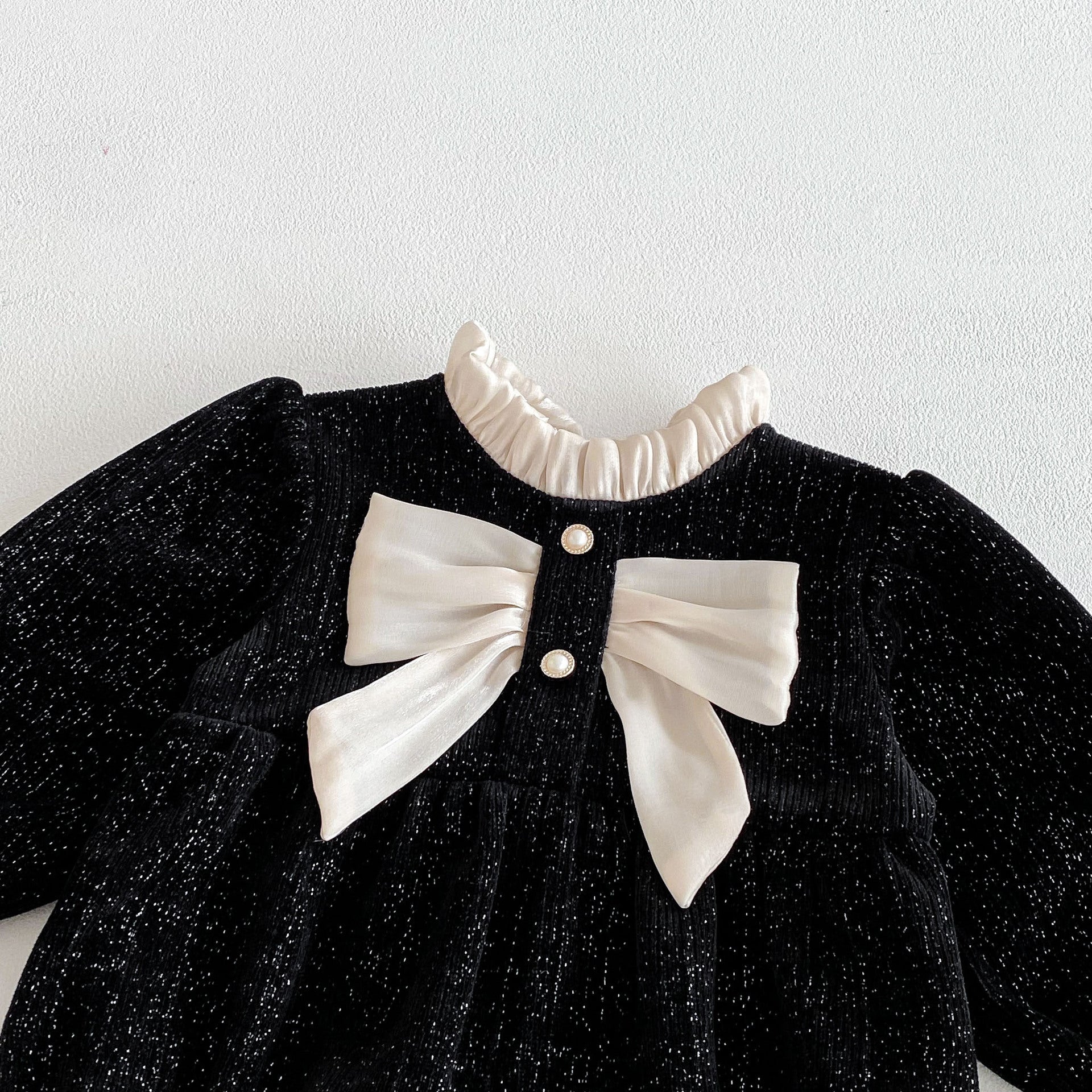 Autumn Arrival Baby Girls Long Sleeves Butterfly-bow Decorated Ruffle Neck Onesies, MyKids-USA®, Baby & Toddler Outfits, MyKids-USA -  -  -  -  -  -  - 