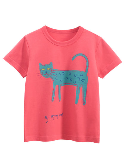 Summer Girls’ Cartoon and Letters Pattern T-shirt in European and American Style