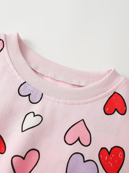 MyKids-USA® Spring and Autumn Baby Kids Girls Hearts Pattern Long Sleeves Top