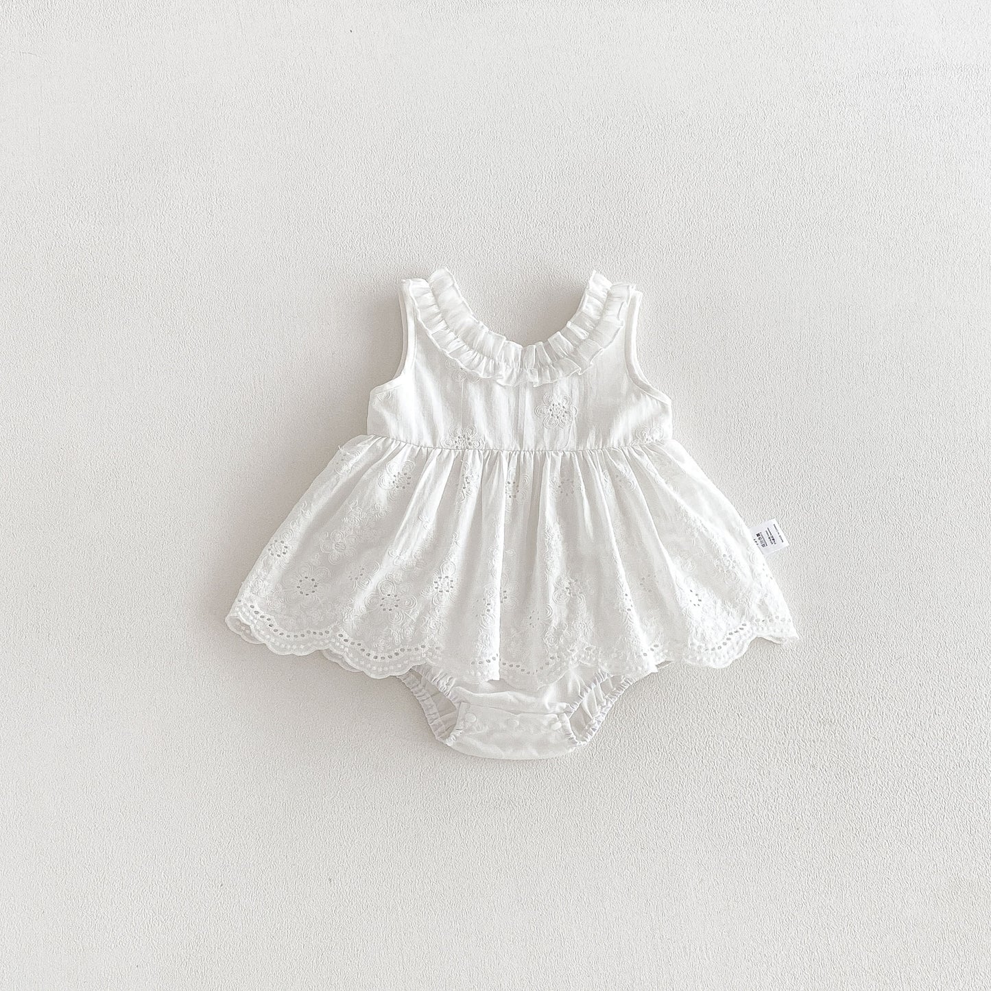 Design Summer Baby Kids Girls Sleeveless Solid Color Floral Pattern Bodysuit Dress