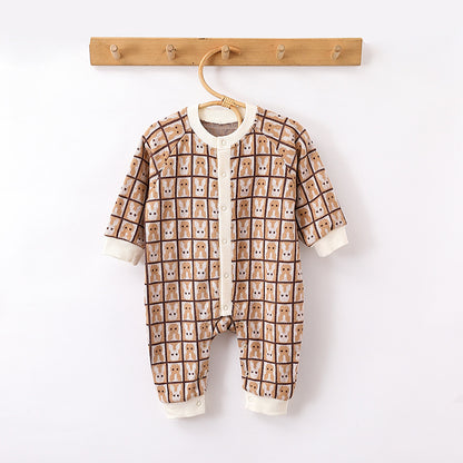 Autumn Arrival Baby Kids Unisex Comfortable Animals and Geometric Pattern Knitted Long Sleeves Rompers, MyKids-USA®, Baby One-Pieces, MyKids-USA - Size/Age - 66 (3-6M) - Color - Brown -  -  - TR2408131541-A