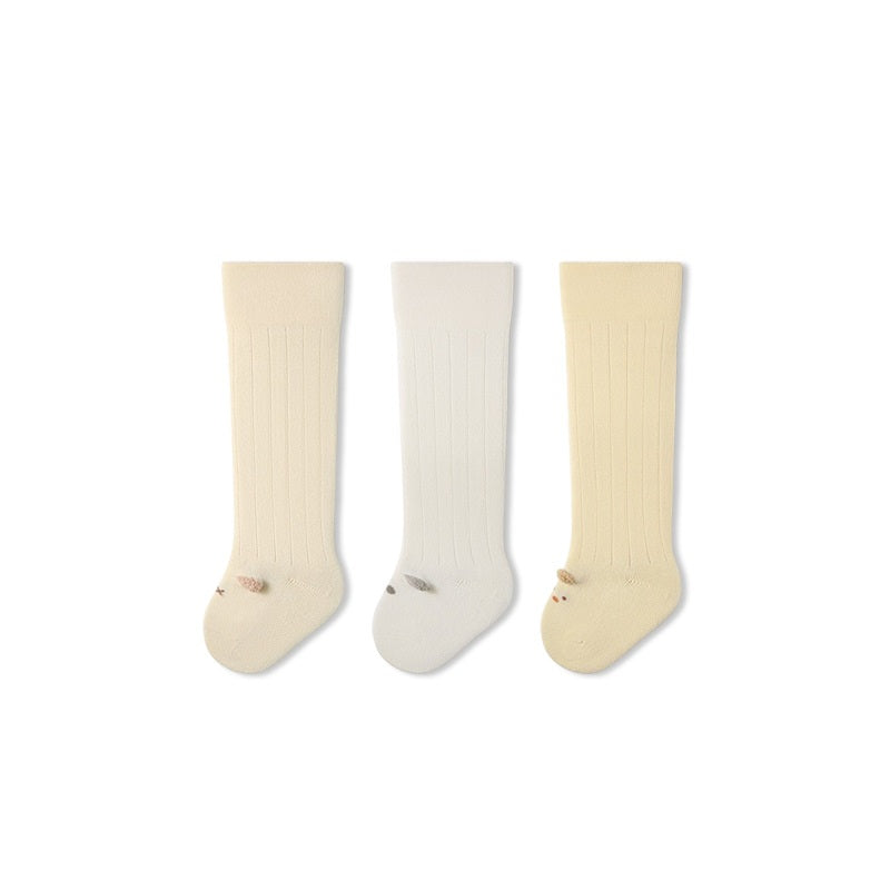 Autumn and Spring Baby Unisex Breathable Simple Cartoon Pattern Cute Stockings 3-Pair Set, MyKids-USA®, Baby & Toddler Socks & Tights, MyKids-USA - Size/Age - XS (0-6M) - Color - Beige -  -  - TR2602021154-A.