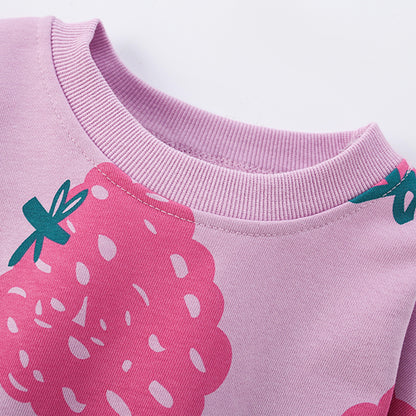 Fruits Pattern Long Sleeves Crew Neck Pullover for Stylish Girls, MyKids-USA®, Baby & Toddler Outerwear, MyKids-USA -  -  -  -  -  -  - 