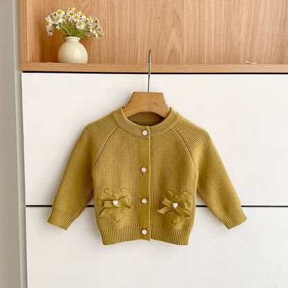 Autumn Arrival Baby Girls Comfortable Butterfly-bows Decorated Knitted Long Sleeves Cardigan, MyKids-USA®, Cardigans, MyKids-USA -  -  -  -  -  -  - 