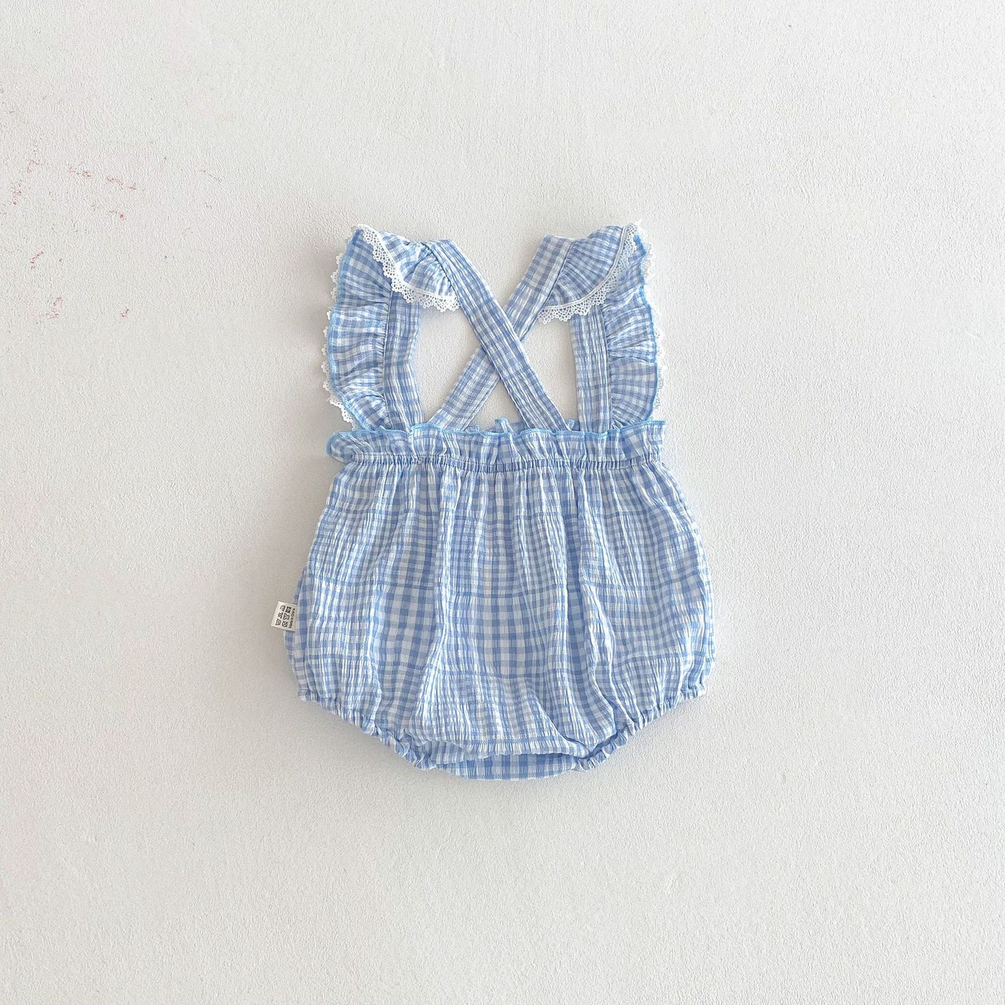 Summer Arrival Baby Girls Sleeveless Plaid Pattern Strap Bodysuit, MyKids-USA®, Baby One-Pieces, MyKids-USA -  -  -  -  -  -  - .