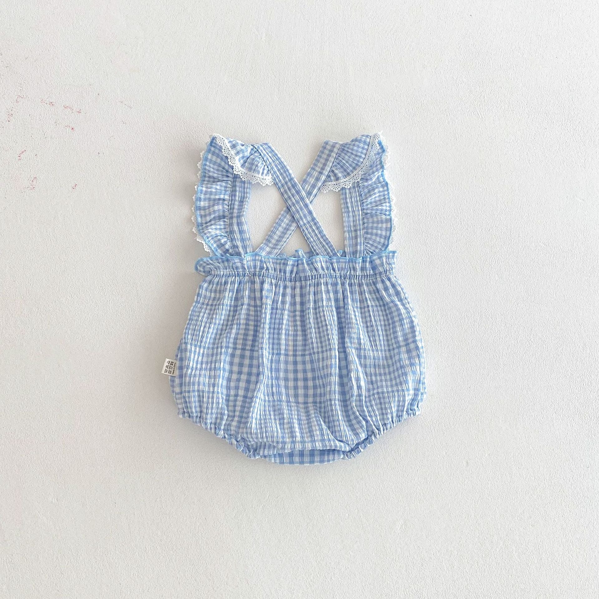Summer Arrival Baby Girls Sleeveless Plaid Pattern Strap Bodysuit, MyKids-USA®, Baby One-Pieces, MyKids-USA -  -  -  -  -  -  - .