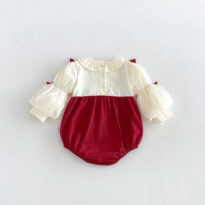 MyKids-USA® Baby Girls Long Sleeves Color Patchwork Bodysuit