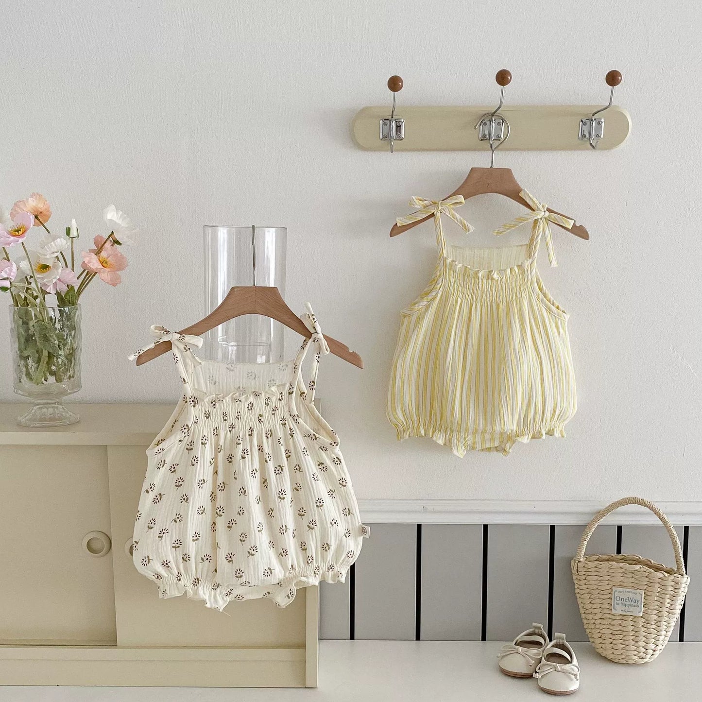 Summer Arrival Baby Girls Flowers or Striped Pattern Sleeveless Onesies, MyKids-USA®, Baby One-Pieces, MyKids-USA -  -  -  -  -  -  - 