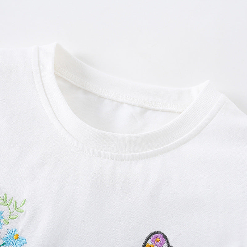 Summer Girls’ Butterfly and Flowers Pattern Decorated T-shirt in European and American Style, MyKids-USA®, Baby & Toddler Tops, MyKids-USA -  -  -  -  -  -  - 