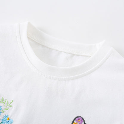 Summer Girls’ Butterfly and Flowers Pattern Decorated T-shirt in European and American Style, MyKids-USA®, Baby & Toddler Tops, MyKids-USA -  -  -  -  -  -  - 