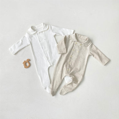 MyKids-USA® Autumn Hot Selling Baby Unisex Single Breasted Long Sleeves Plain Romper