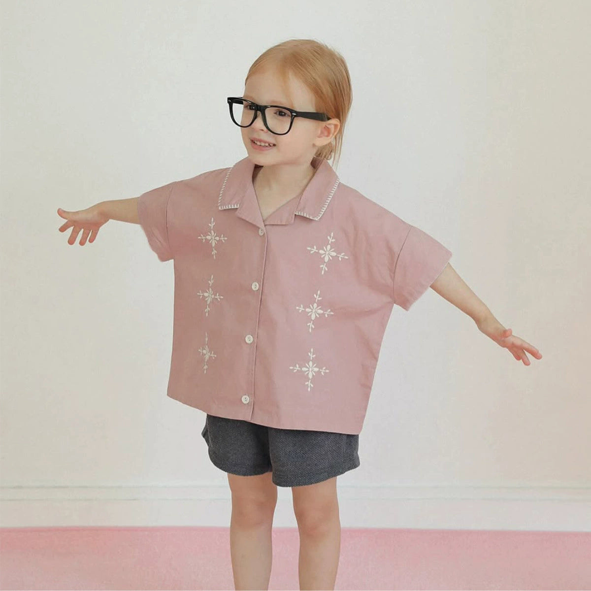 Summer Hot Selling Baby Kids Girls Short Sleeves Flowers Pattern Embroidered Shirt, MyKids-USA®, Shirts, MyKids-USA -  -  -  -  -  -  - 