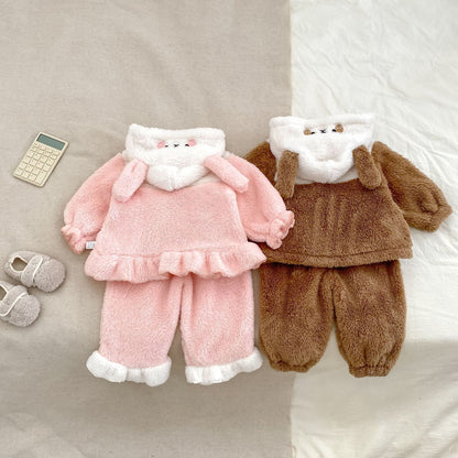 Winter and Spring Baby Kids Long Sleeves Cute Cartoon Pattern Top and Pants Fluffy Clothing Set, MyKids-USA®, Baby & Toddler Outfits, MyKids-USA -  -  -  -  -  -  - 