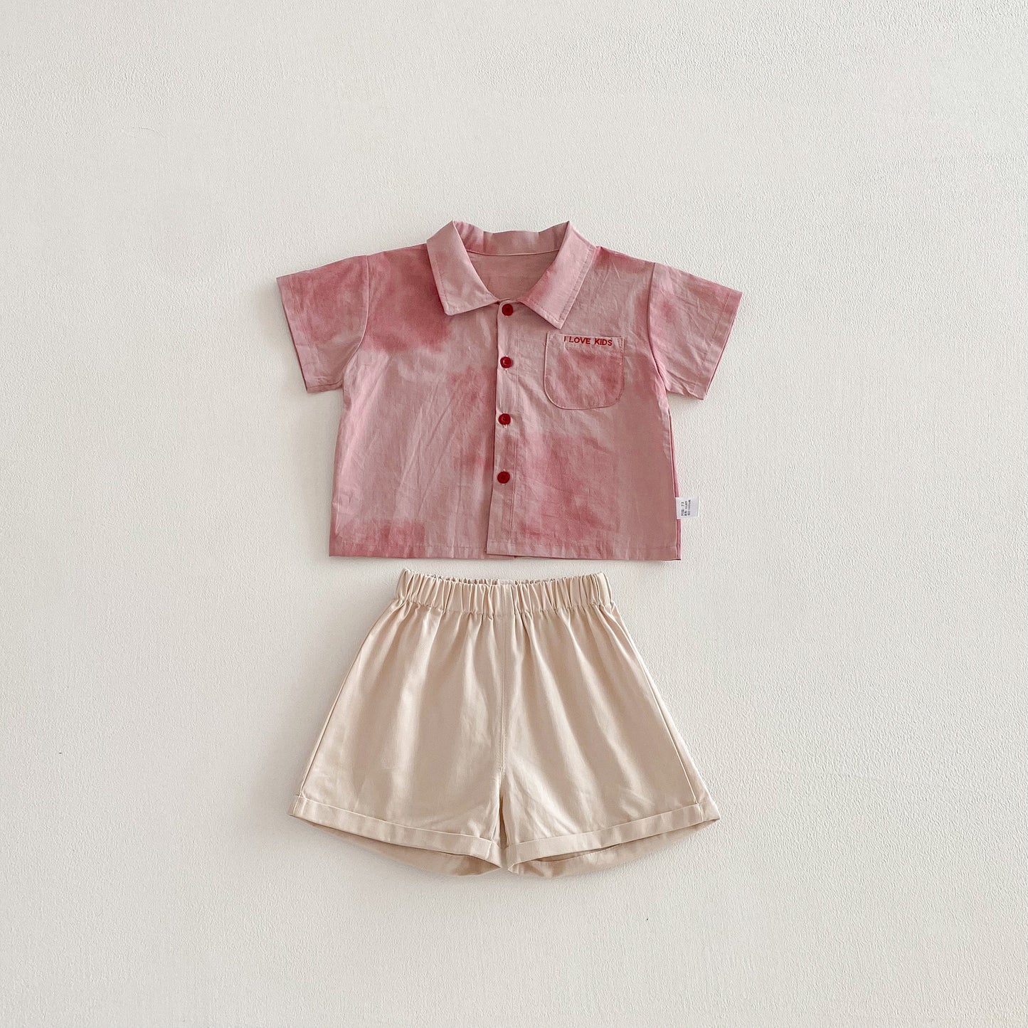 Summer Baby Kids Unisex Letters Pattern Single Breasted Shirt and Plain Shorts Clothing Set, MyKids-USA®, Baby & Toddler Outfits, MyKids-USA - Size/Age - 73 (6-9M) - Color - Red -  -  - TR2603161707-A.