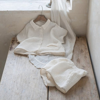 Summer Hot Selling Baby Kids Unisex Short Sleeves Single Breasted Shirt and Shorts Clothing Set, MyKids-USA®, Baby & Toddler Outfits, MyKids-USA - Size/Age - 73 (6-9M) - Color - Beige -  -  - TR2505261955-B