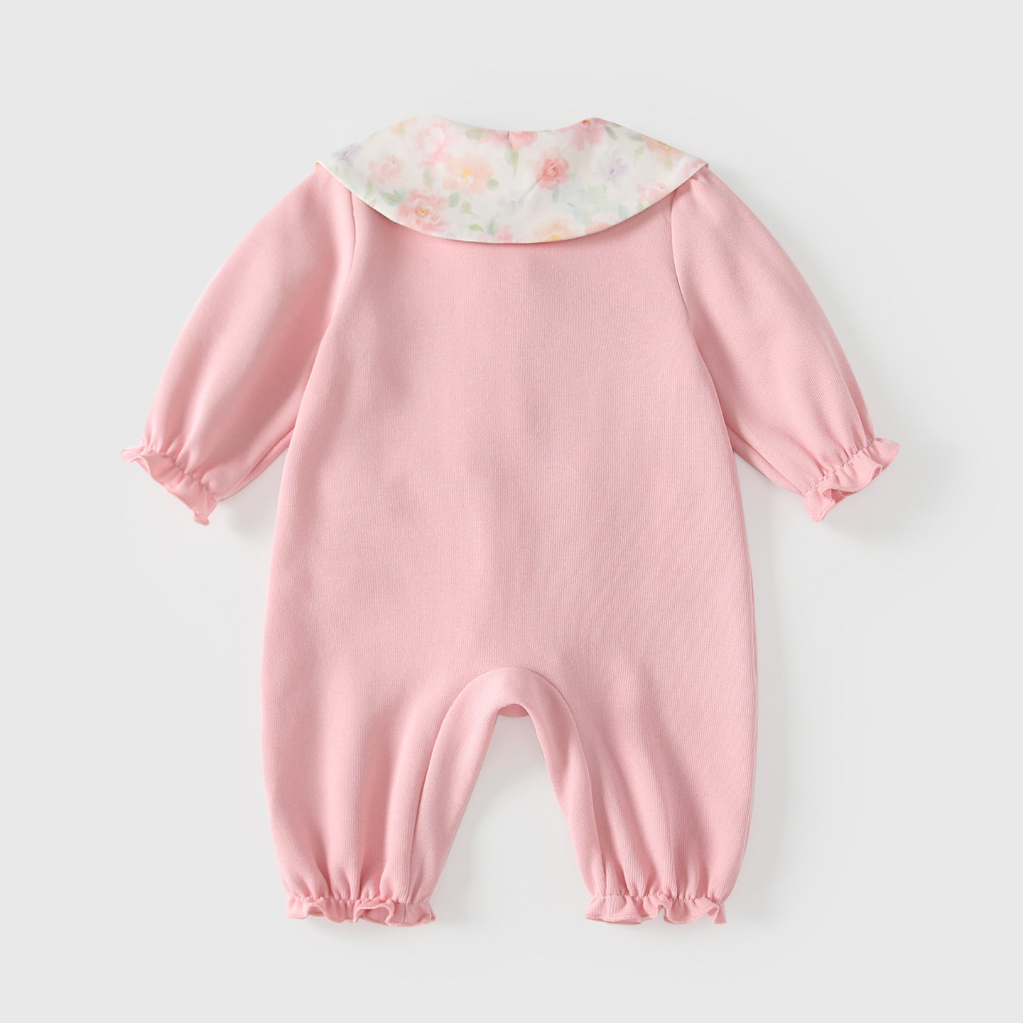 Arrival Spring Baby Girls Pink Single Breasted Long Sleeves Rompers with Floral Pattern Collar, MyKids-USA®, Baby One-Pieces, MyKids-USA -  -  -  -  -  -  - .