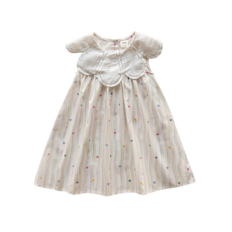 Summer Arrival Baby Girls Sleeveless Striped and Hearts Pattern Dress, MyKids-USA®, Baby & Children's Dresses, MyKids-USA -  -  -  -  -  -  - .