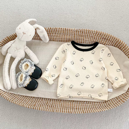 Spring and Autumn Baby Kids Girls Cartoon Pattern Long Sleeves Beige Top and Embroidered Sleeveless Onesies Clothing Set, MyKids-USA®, Baby & Toddler Outfits, MyKids-USA -  -  -  -  -  -  - 