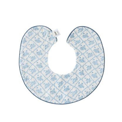 Adorable Vintage Floral Pattern Snap-on Round Shaped Bib, MyKids-USA®, Bibs, MyKids-USA - Size/Age - S (0-1Y) - Color - Blue -  -  - TR2605202212-B.