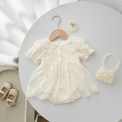 Summer Arrival Baby Girls Cute Solid Color Floral Embroidery Short Sleeves Dress Design Patchwork Onesies, MyKids-USA®, Baby & Toddler Dresses, MyKids-USA -  -  -  -  -  -  - 