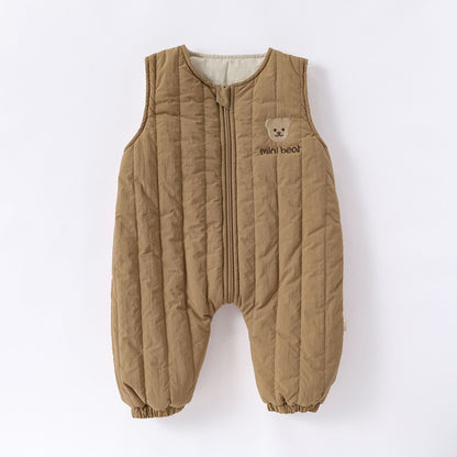 Autumn and Winter Arrival Baby Kids Unisex Teddy Bears Embroidery Pattern Sleeveless Casual Rompers, MyKids-USA®, Baby One-Pieces, MyKids-USA - Size/Age - 66 (3-6M) - Color - Coffee -  -  - TR2601051759-B.