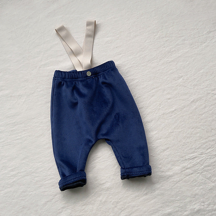 Autumn and Spring Arrival Baby Unisex Sleeveless Color Patchwork Strap Rompers Overalls