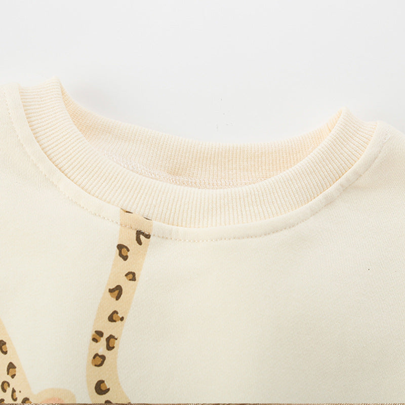 Spring and Autumn Kids Girls Casual Leopard Pattern Top and Plain Pants Clothing Set, MyKids-USA®, Baby & Toddler Outfits, MyKids-USA -  -  -  -  -  -  - 