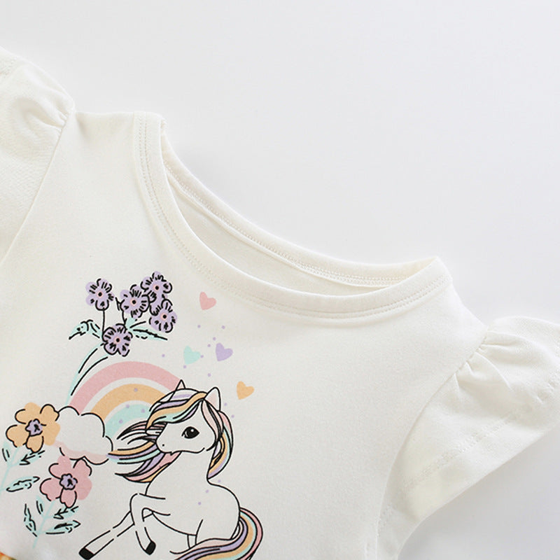 Summer Arrival Animals and Flowers Cartoon Pattern Fly Sleeves Tulle Patchwork Dress for Stylish Girls, MyKids-USA®, Baby & Toddler Dresses, MyKids-USA -  -  -  -  -  -  - 