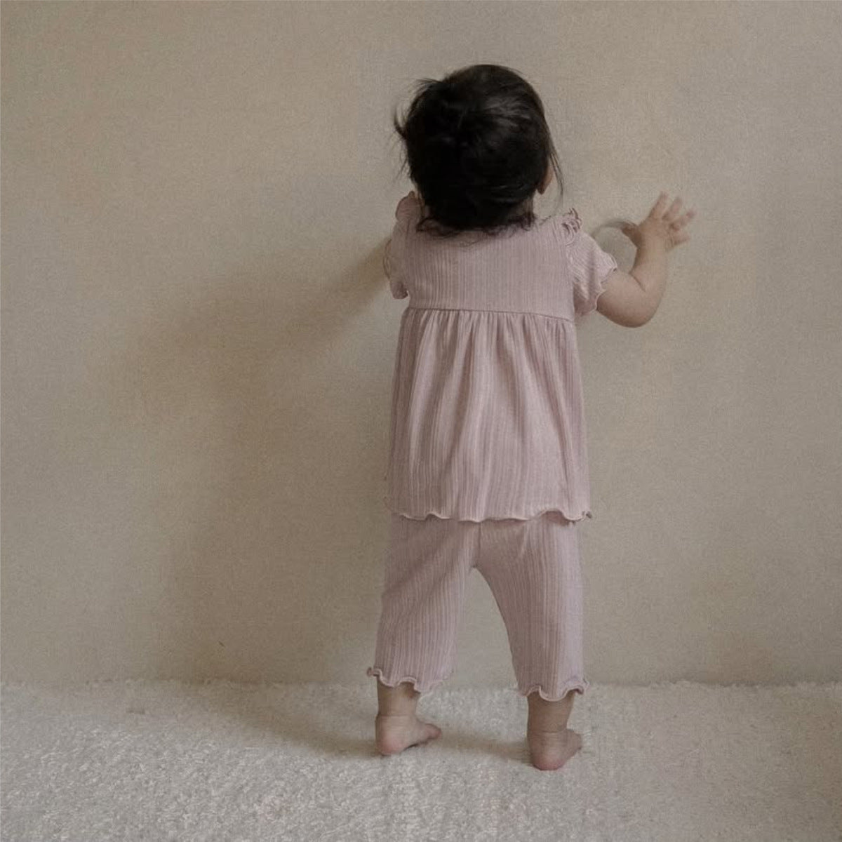 Summer Baby Kids Solid Color Fly Sleeves Vest and Pants Simple Clothing Set for Girls, MyKids-USA®, Baby & Toddler Outfits, MyKids-USA -  -  -  -  -  -  - 