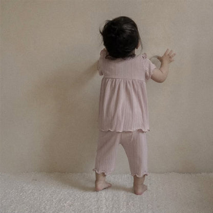 Summer Baby Kids Solid Color Fly Sleeves Vest and Pants Simple Clothing Set for Girls, MyKids-USA®, Baby & Toddler Outfits, MyKids-USA -  -  -  -  -  -  - 