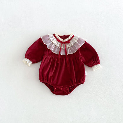 MyKids-USA® Autumn Arrival Baby Girls Long Sleeves Color Patchwork Bodysuit