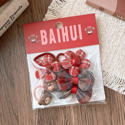 Collection of 6 Cute Red Color Hair Ties, MyKids-USA®, Ponytail Holders, MyKids-USA - Size/Age - Average Size (0-12Y） - Color - Blue -  -  - TR2604012354-A.