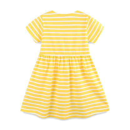 Summer Arrival Baby Girls Cute Rabbits Pattern Short Sleeves Striped Dress, MyKids-USA®, Baby & Toddler Dresses, MyKids-USA -  -  -  -  -  -  - 