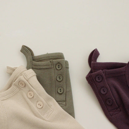 Summer Arrival Baby Sleeveless Plain Waffle Grid Rompers Bodysuits