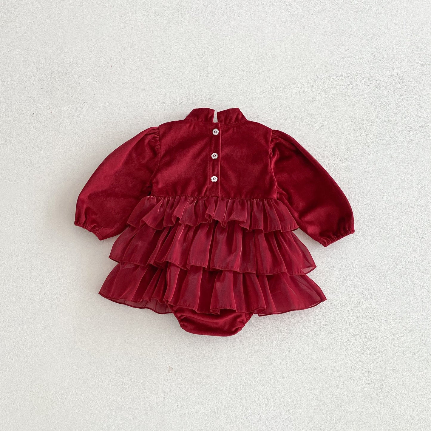 Autumn Arrival Baby Girls Long Sleeves Butterfly-bow Decorated Red Ruffle Onesies, MyKids-USA®, Baby One-Pieces, MyKids-USA -  -  -  -  -  -  - 