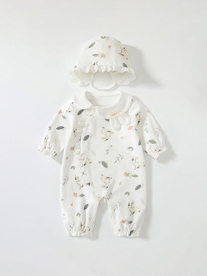 Spring New Arrival Baby Girls Flowers and Rabbits Pattern Romper with Cute Collar, MyKids-USA®, Baby One-Pieces, MyKids-USA -  -  -  -  -  -  - 