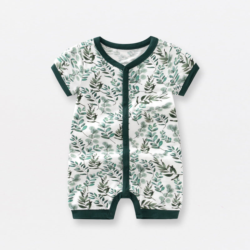 Baby Print Pattern Thin Style Short Sleeves Rompers