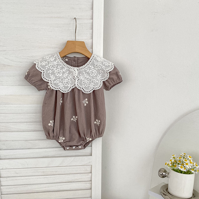 Summer Girls Simple Flowers Embroidery Pattern Short Sleeves Onesies and Girls’ Dress – Princess Sister Matching Set, MyKids-USA®, Baby & Toddler Dresses, MyKids-USA -  -  -  -  -  -  - 