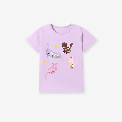 Kids’ Cartoon Pattern Short Sleeves T-shirt in European and American Style for Summer, MyKids-USA®, Baby & Toddler Tops, MyKids-USA - Size/Age - 90 (12-24M) - Color - Purple -  -  - TR2601072334-C.