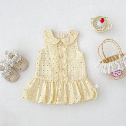 Summer Baby Kids Girls Sleeveless Dots Pattern Dress