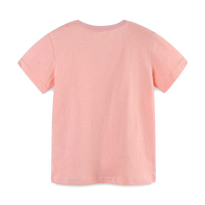 Summer Girls’ Cartoon Animals Pattern T-shirt in European and American Style, MyKids-USA®, Baby & Toddler Tops, MyKids-USA -  -  -  -  -  -  - 