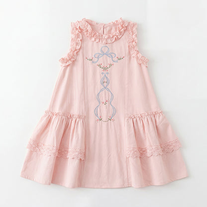 Summer Arrival Baby Girls Sleeveless Embroidery Pattern Dress, MyKids-USA®, Baby & Children's Dresses, MyKids-USA - Size/Age - 90 (12-24M) - Color - Pink -  -  - TR2605112252-B.