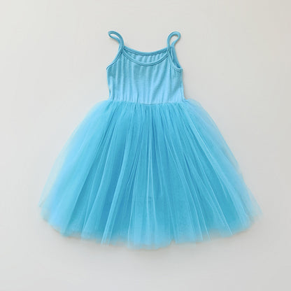 Summer Baby Kids Girls Sleeveless Plain Tulle Patchwork Strap Dress, MyKids-USA®, Baby & Children's Dresses, MyKids-USA - Size/Age - 80 (9-12M) - Color - Blue -  -  - TR2605152315-A.