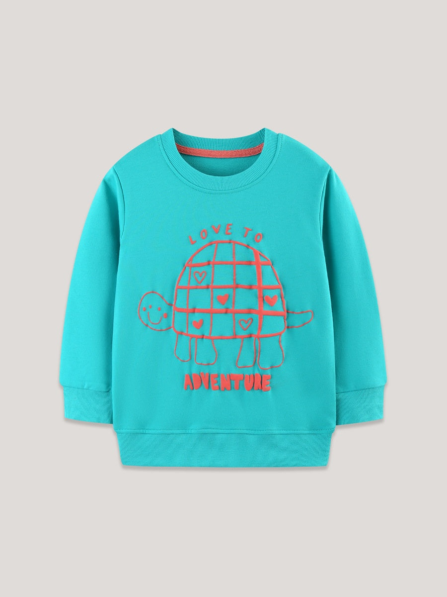 Autumn and Spring Arrival Animals Cartoon Pattern Long Sleeves Pullover for Stylish Girls