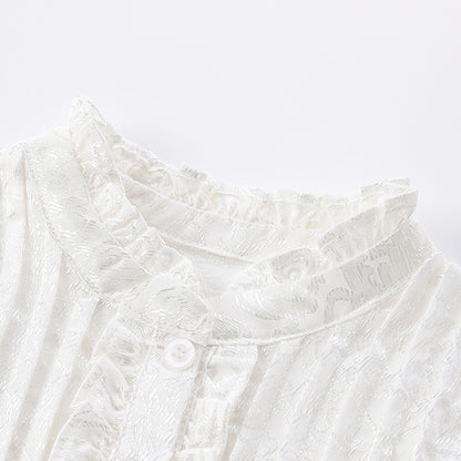 Summer Arrival Solid Color Flowers Pattern Short Sleeves Dress with Ruffle Neck for Stylish Girls, MyKids-USA®, Baby & Toddler Dresses, MyKids-USA -  -  -  -  -  -  - 