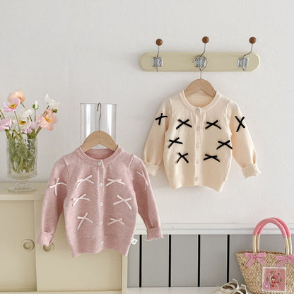 Autumn Arrival Baby Girls Butterfly-bows Decorated Long Sleeves Cardigan, MyKids-USA®, Cardigans, MyKids-USA -  -  -  -  -  -  - 