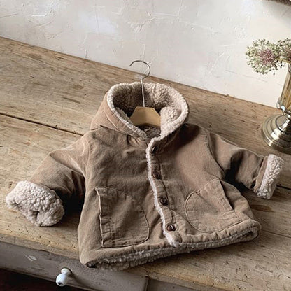 Arrival Winter Baby Kids Unisex Corduroy Fleece-Lined Hooded Coat, MyKids-USA®, Baby & Toddler Coats & Jackets, MyKids-USA - Size/Age - 73 (6-9M) - Color - Coffee -  -  - TR2601061520-B.