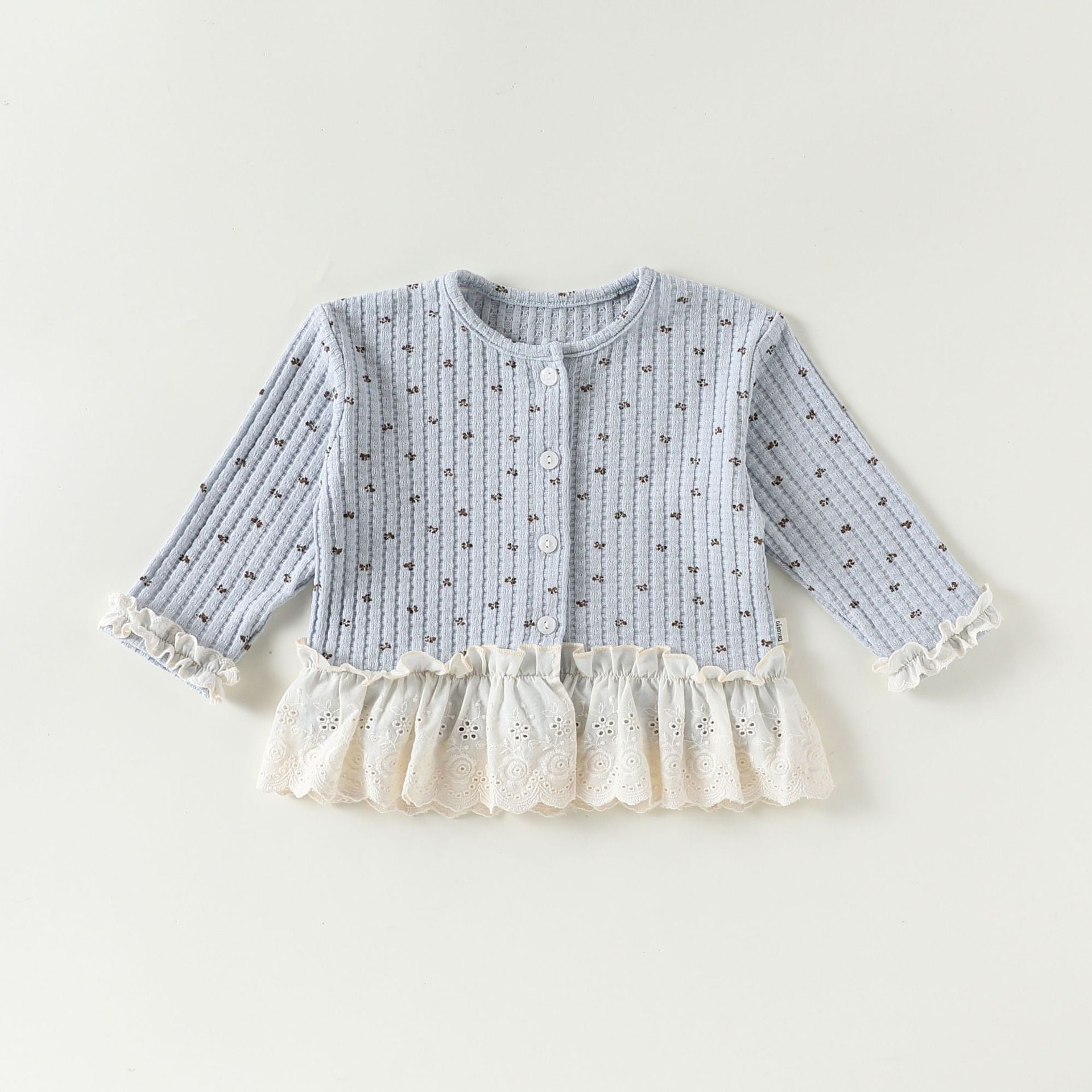 Autumn Arrival Baby Girls Flowers Pattern Lace Trim Long Sleeves Single Breasted Top, MyKids-USA®, Shirts, MyKids-USA -  -  -  -  -  -  - 