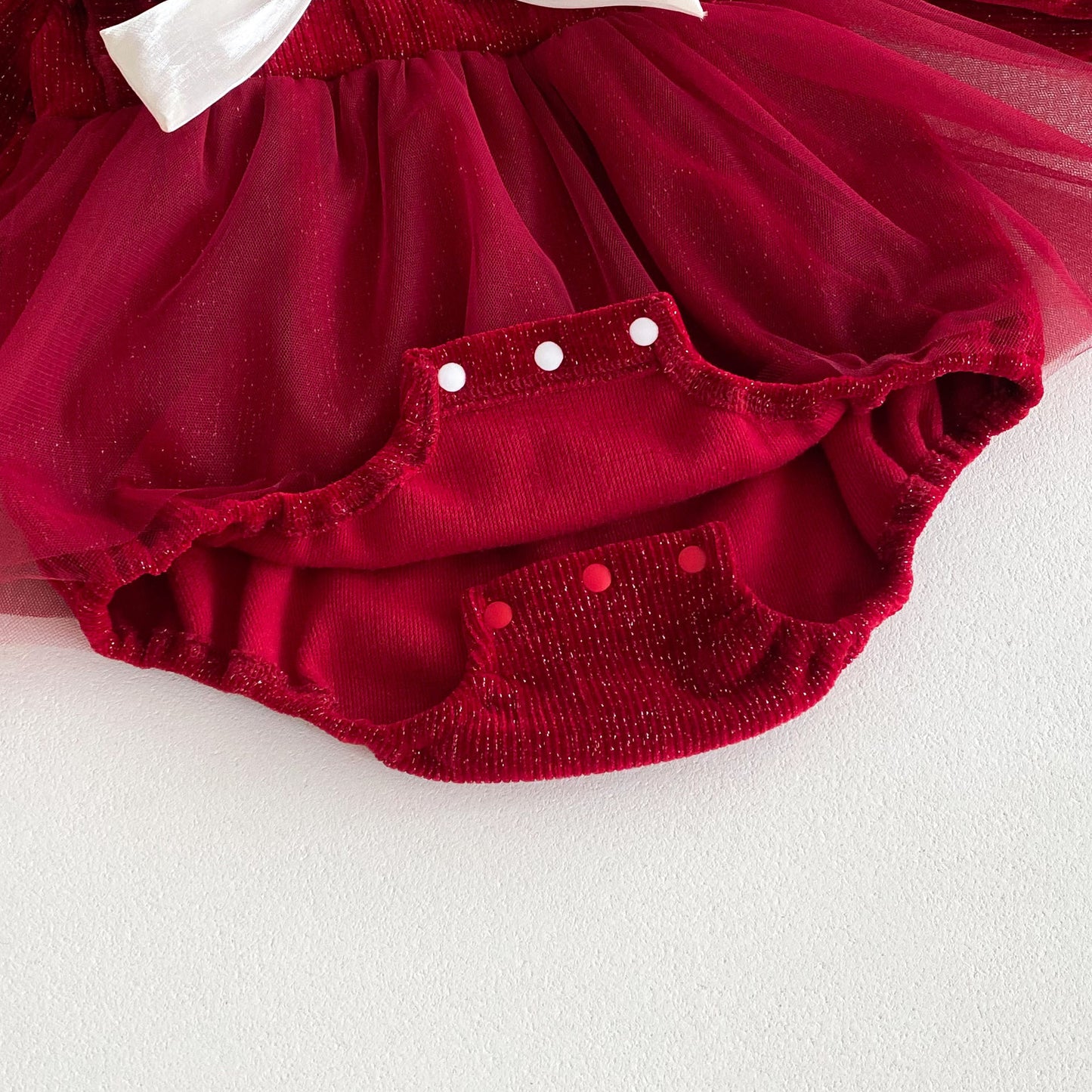 Autumn Arrival Baby Girls Long Sleeves Red Ruffle Neck Patchwork Onesies Dress, MyKids-USA®, Baby One-Pieces, MyKids-USA -  -  -  -  -  -  - 
